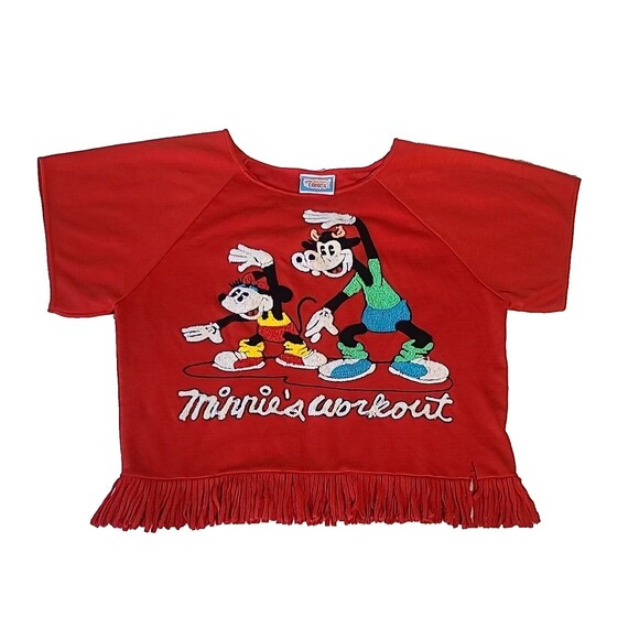 Sunday Comics Disney Fringe Top Minnie & Clarabelle Cow Yarn Graphic Knit VTG -M - Picture 11 of 13